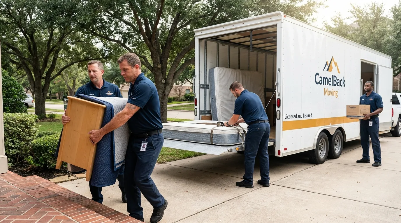 Crew loading residential truck for cross-state move from Centerville, MO